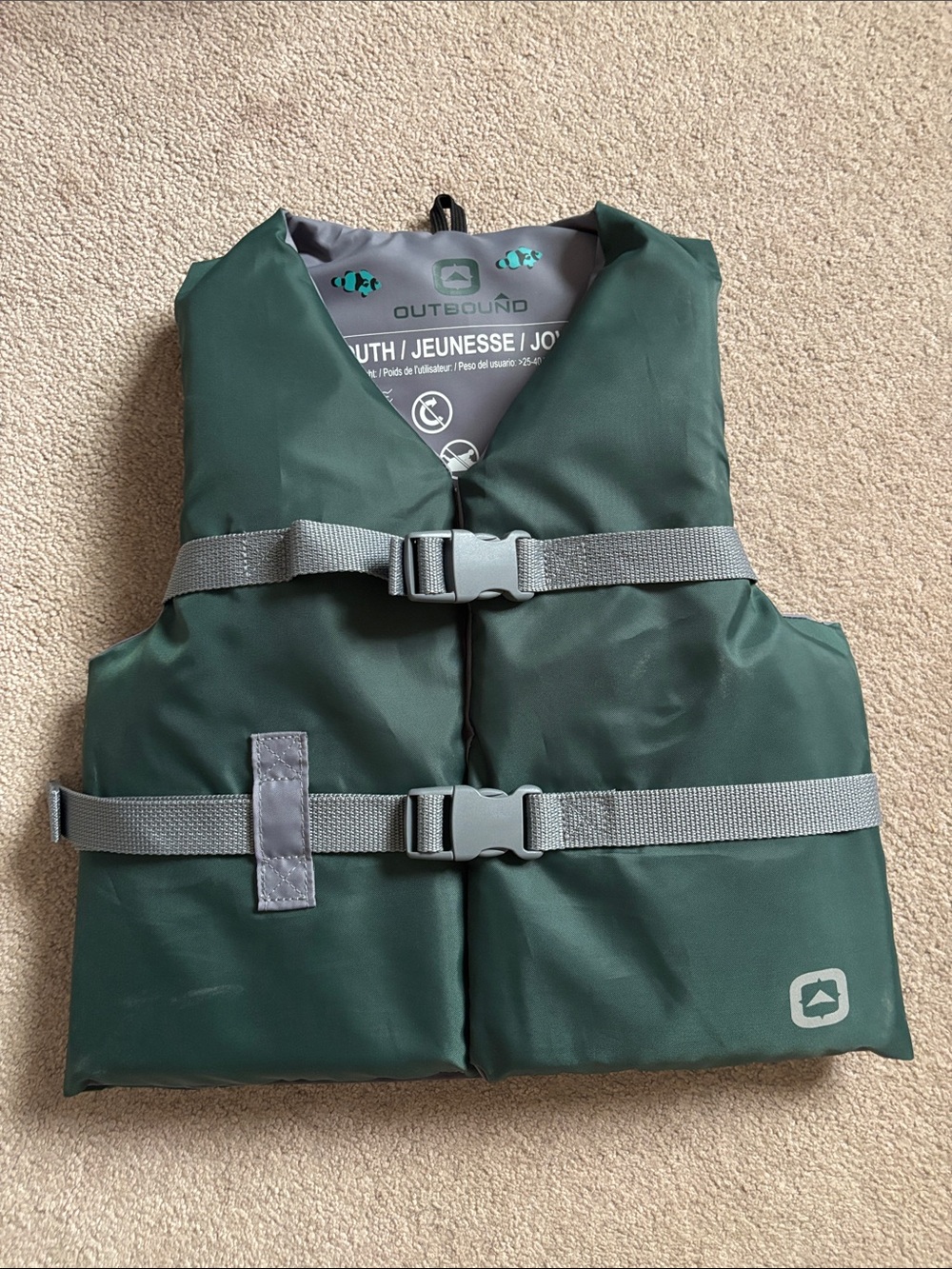 Youth Life Jacket - Forest Green 55-88 lbs